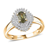 D'Joy Ambanja Demantoid Garnet, Diamond (0.35 cts) Ring in 18K Vermeil YG Over Sterling Silver (Size 10.0) 0.90 ctw