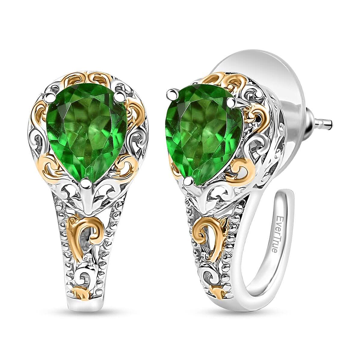 EverTrue Chartreuse Quartz (Triplet) 3.75 ctw Art Deco Earrings 18K YG plated and Platinum Bond