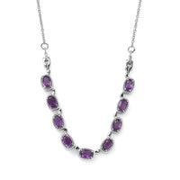 EverTrue African Amethyst Necklace (18 Inches) in Stainless Steel 3.90 ctw