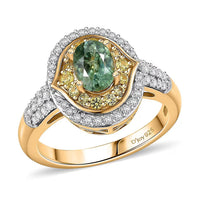 D'Joy Premium Ambanja Demantoid Garnet, Multi Gemstone Ring in 18K Vermeil YG Over Sterling Silver (Size 6.0) 1.70 ctw