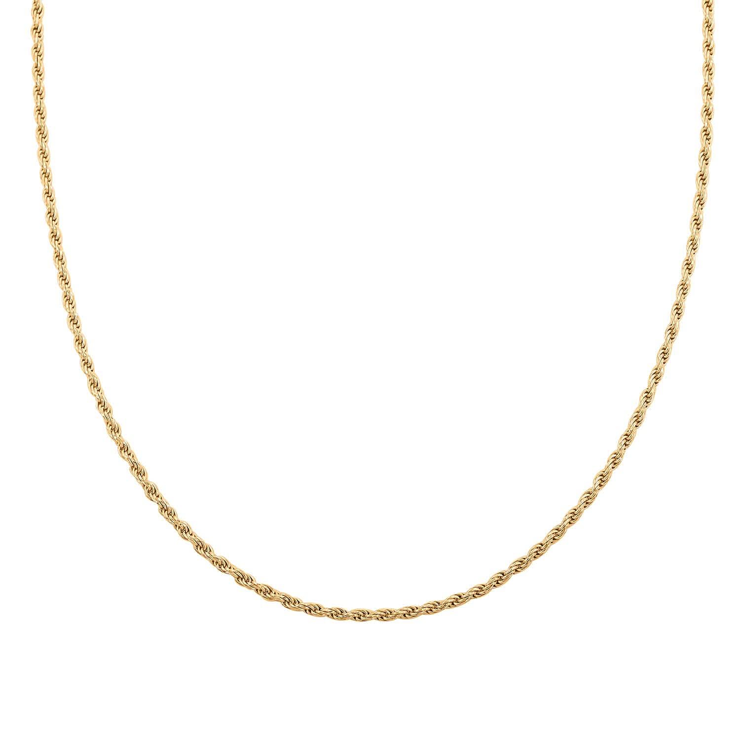 Made In Italy 14K YG Over Sterling Silver Rope Chain Necklace (18 Inches) (12.8 g)
