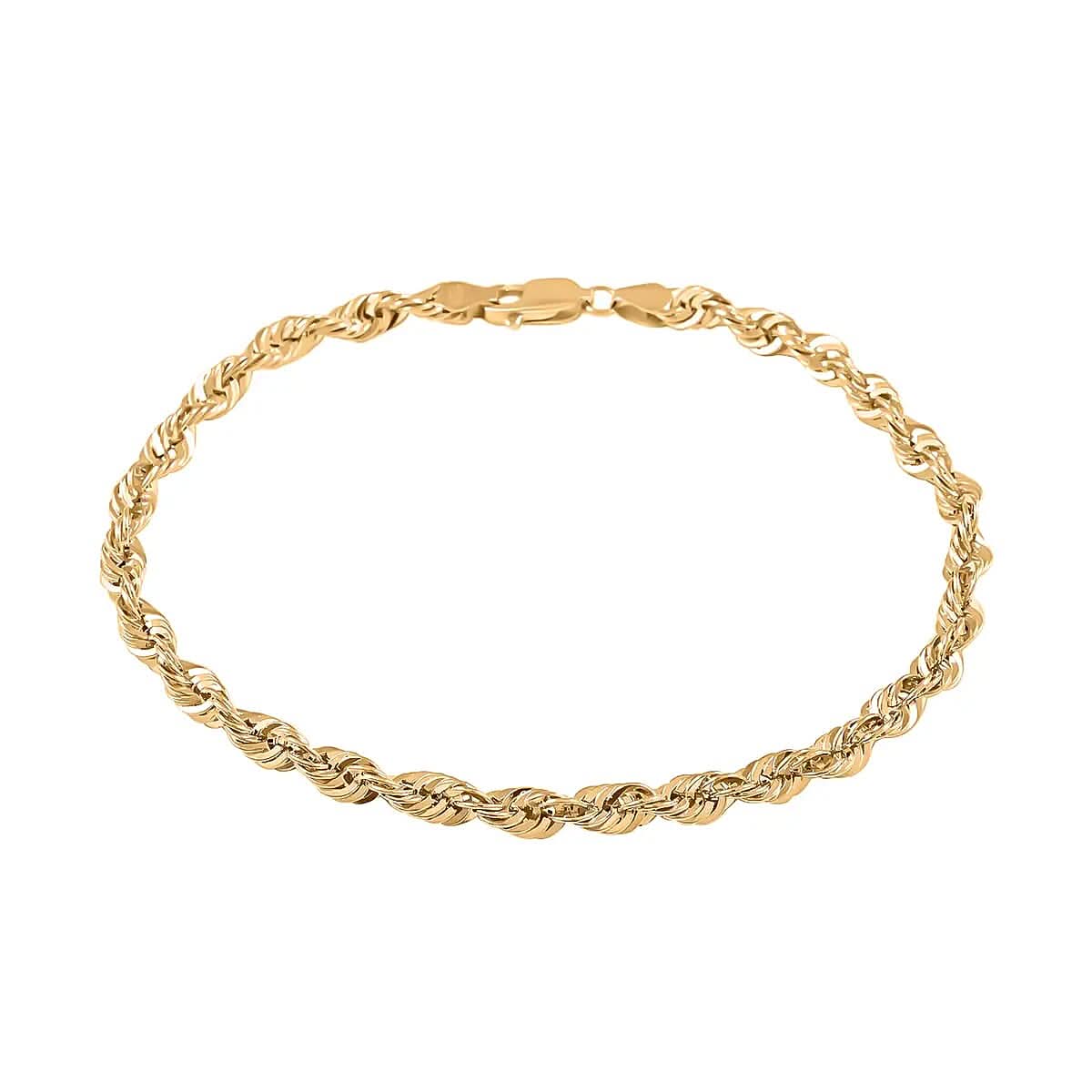 Made In Italy 14K YG Over Sterling Silver Rope Chain Bracelet (7.00 In) (5.30 g)