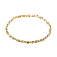 Made In Italy 14K YG Over Sterling Silver Rope Chain Bracelet (7.00 In) (5.30 g)