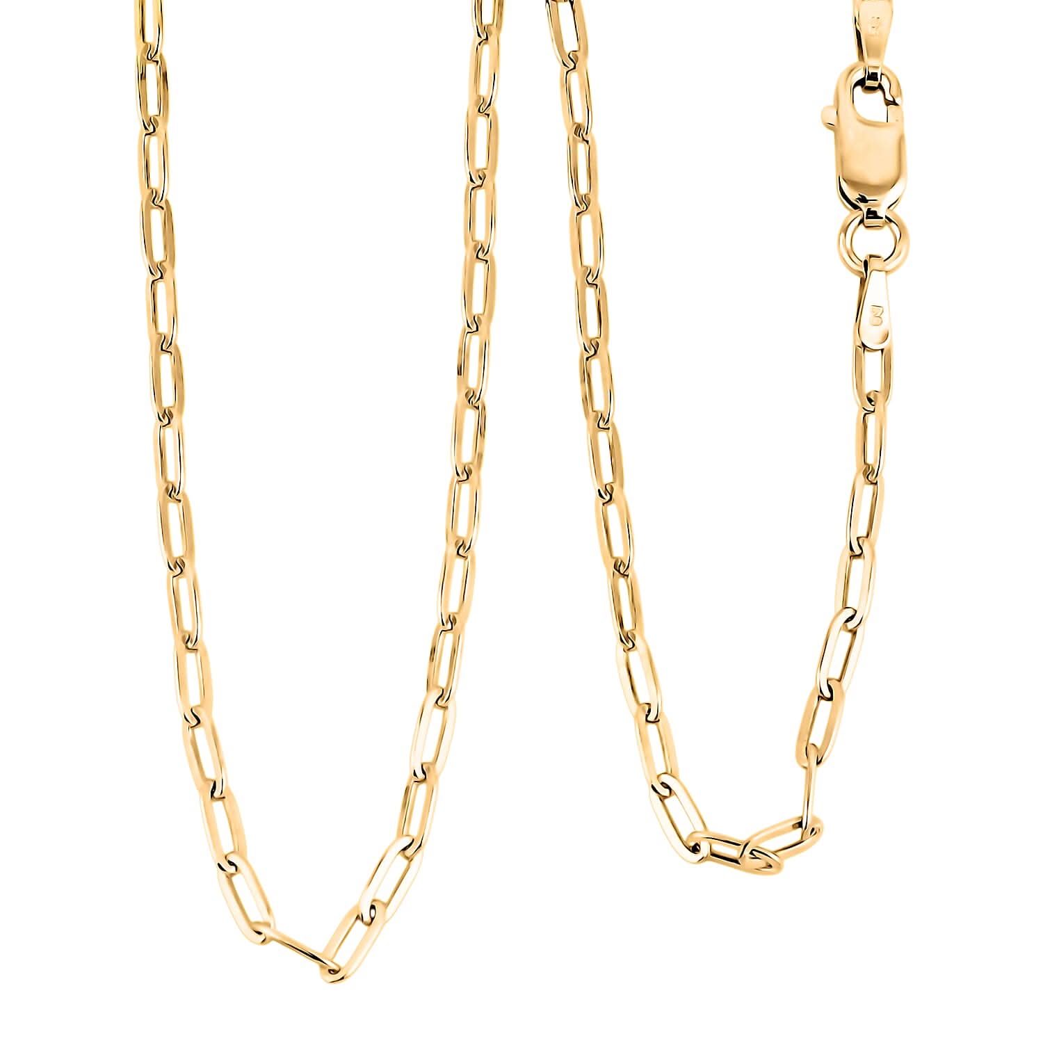 Made In Italian 14K YG Over Sterling Silver Paper Clip Chain Necklace 3.40 Grams 16 Inches