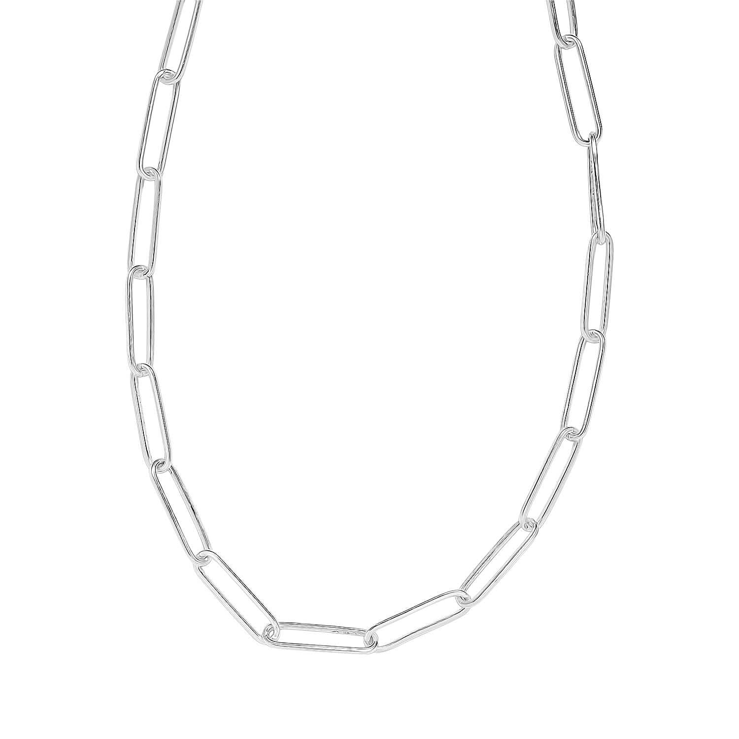 Made In Italy Sterling Silver Paper Clip Chain Necklace (20 Inches) (5.9 g)