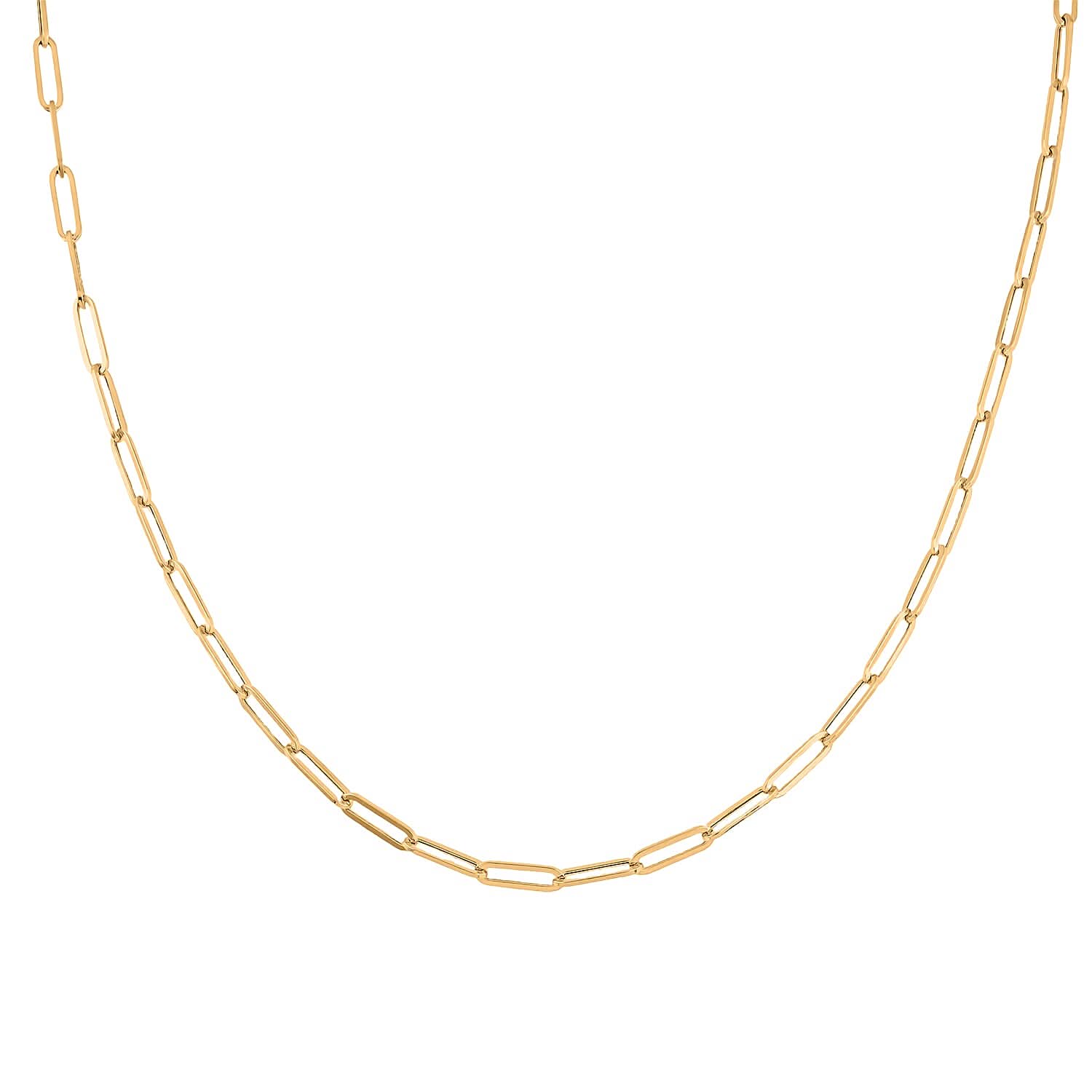 Made In Italy 14K YG Over Sterling Silver Paper Clip Chain Necklace (22 Inches) (4.50 g)