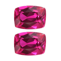 Set of 2 Lab Created Ruby (Cush 7x5 mm) 2.00 ctw Loose Gemstone