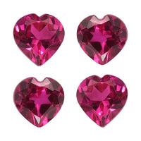 Set of 4 Lab Created Ruby (Hrt 5 mm) 2.05 ctw Loose Gemstone