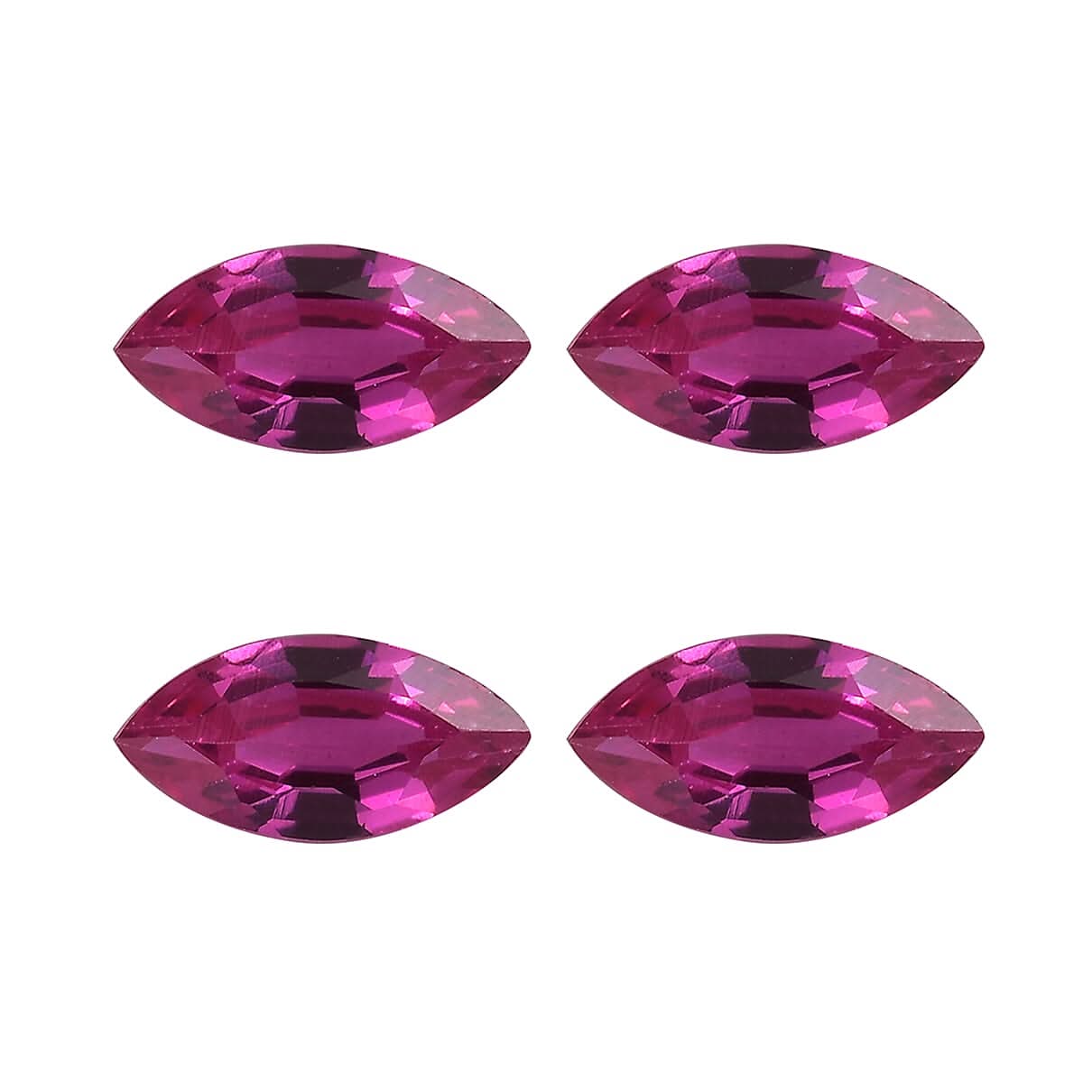 Set of 4 Lab Created Ruby (Mrq 5x2.5 mm) 0.64 ctw Loose Gemstone