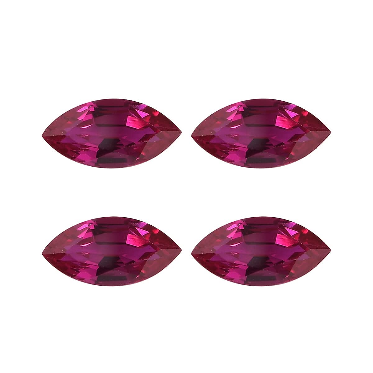 Set of 4 Lab Created Ruby (Mrq 7x3.5 mm) 1.70 ctw Loose Gemstone