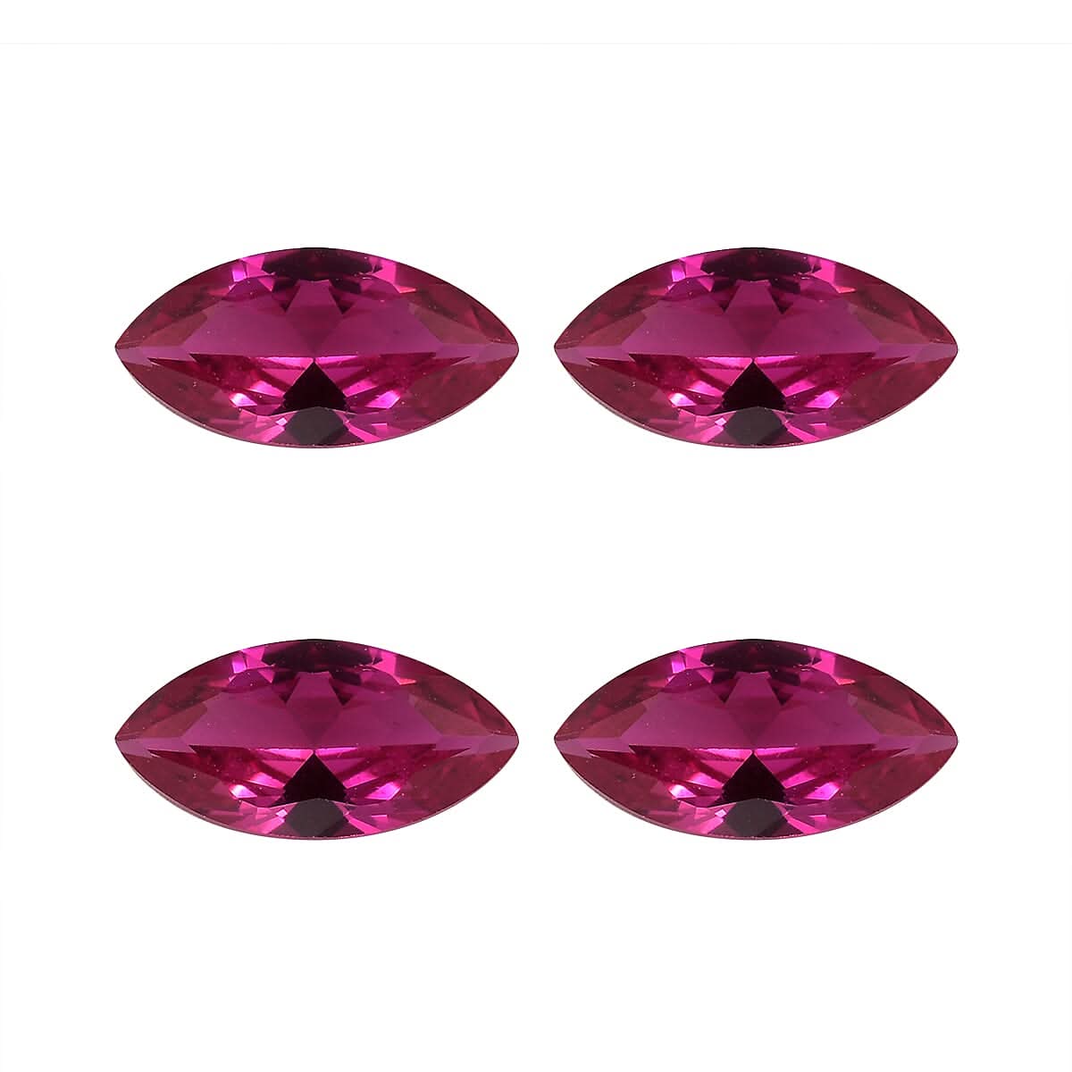 Set of 4 Lab Created Ruby (Mrq 8x4 mm) 2.11 ctw Loose Gemstone