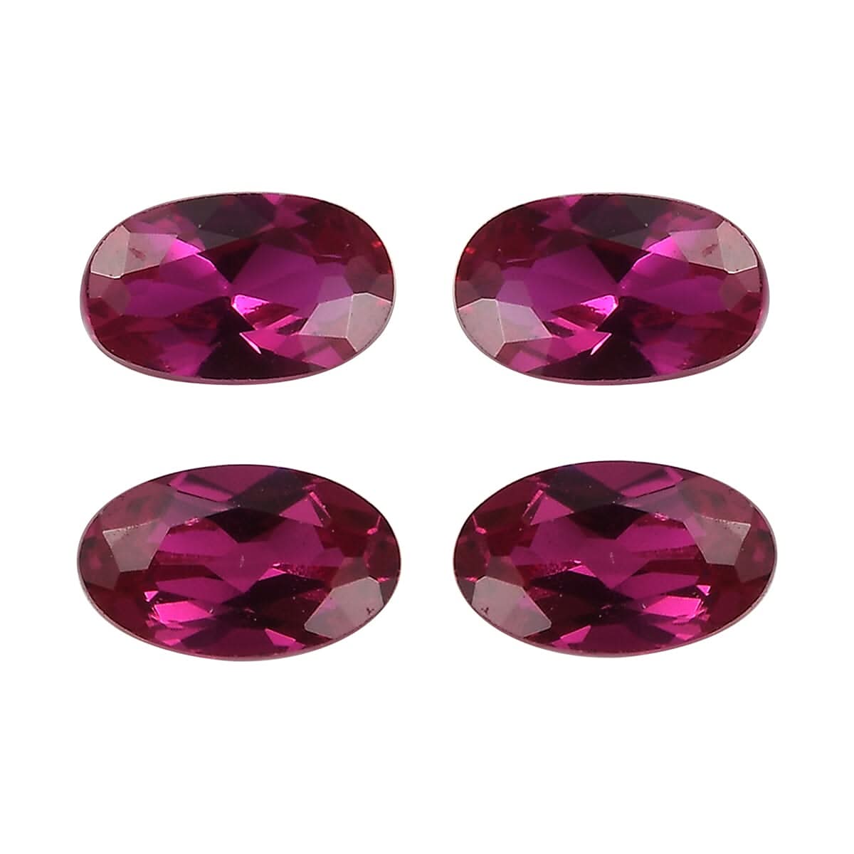Set of 4 Lab Created Ruby (Oval 5x3 mm) 0.93 ctw Loose Gemstone