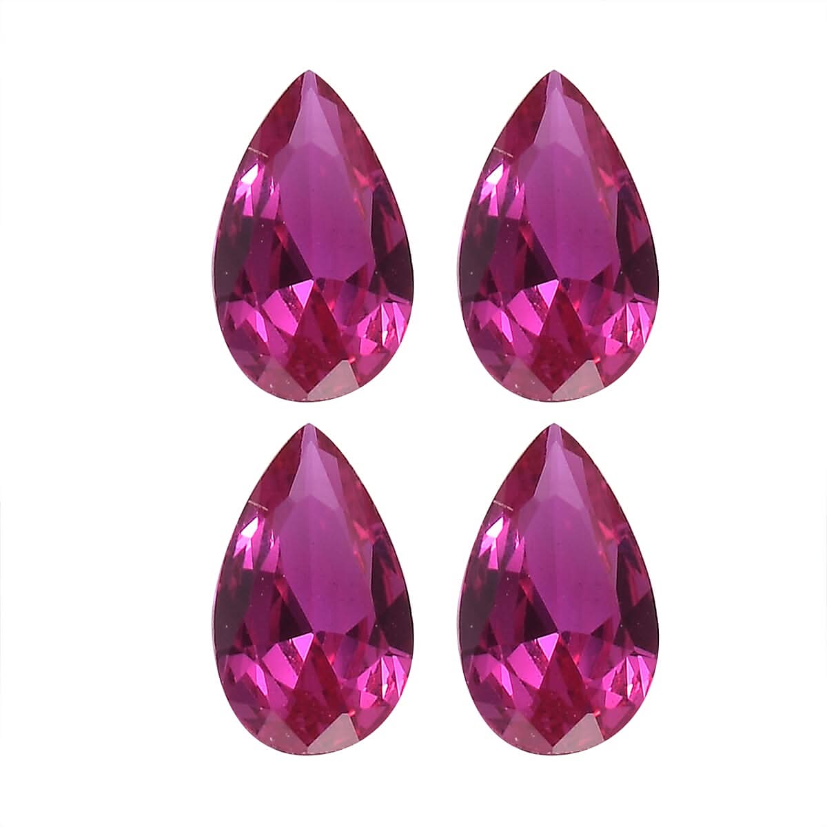 Set of 4 Lab Created Ruby (Pear 5x3 mm) 0.80 ctw Loose Gemstone