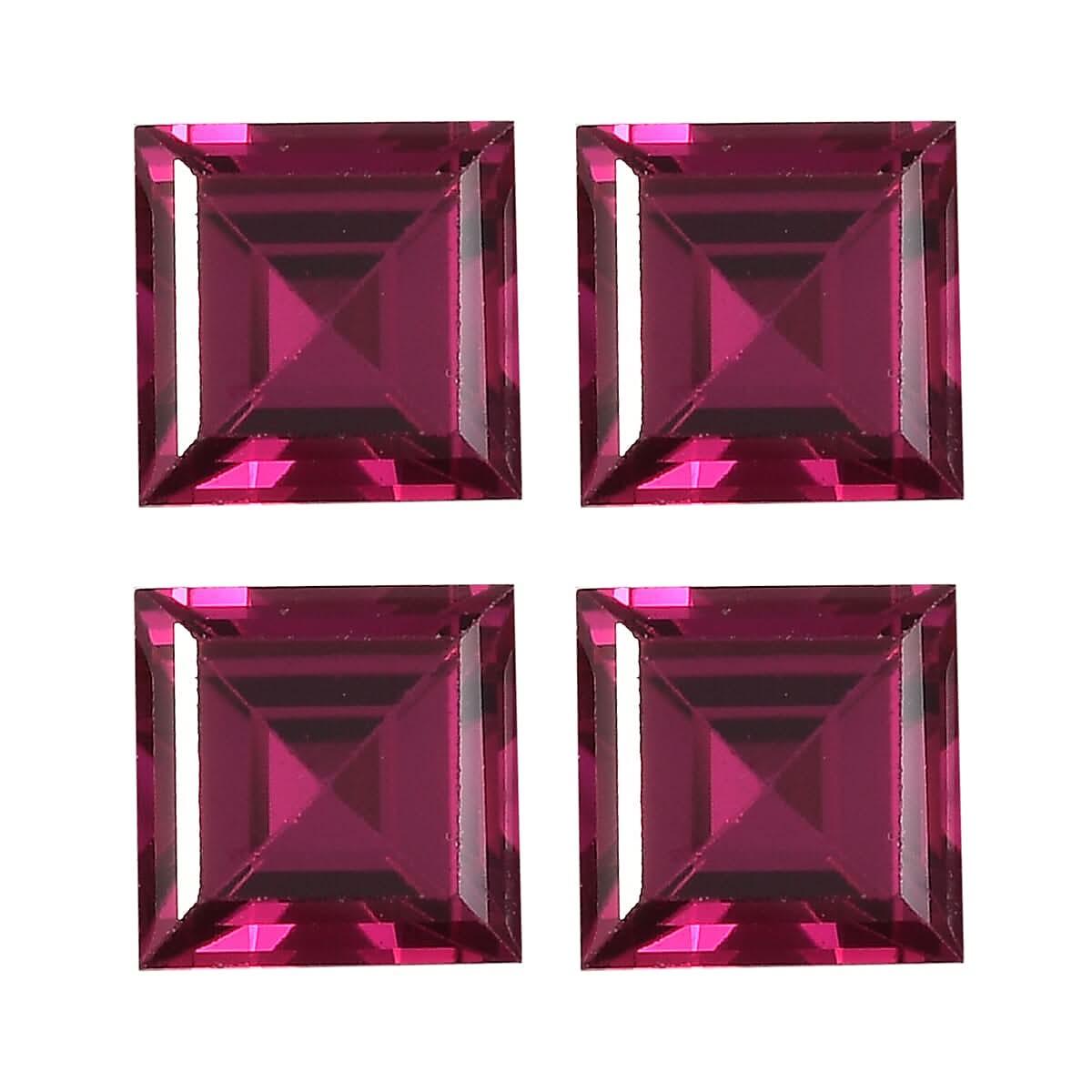 Set of 4 Lab Created Ruby (Sqr 5 mm) 3.03 ctw Loose Gemstone