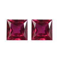 Set of 2 Lab Created Ruby (Sqr 6 mm) 2.91 ctw Loose Gemstone