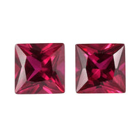 Set of 2 Lab Created Ruby (Sqr 7 mm) 3.35 ctw Loose Gemstone