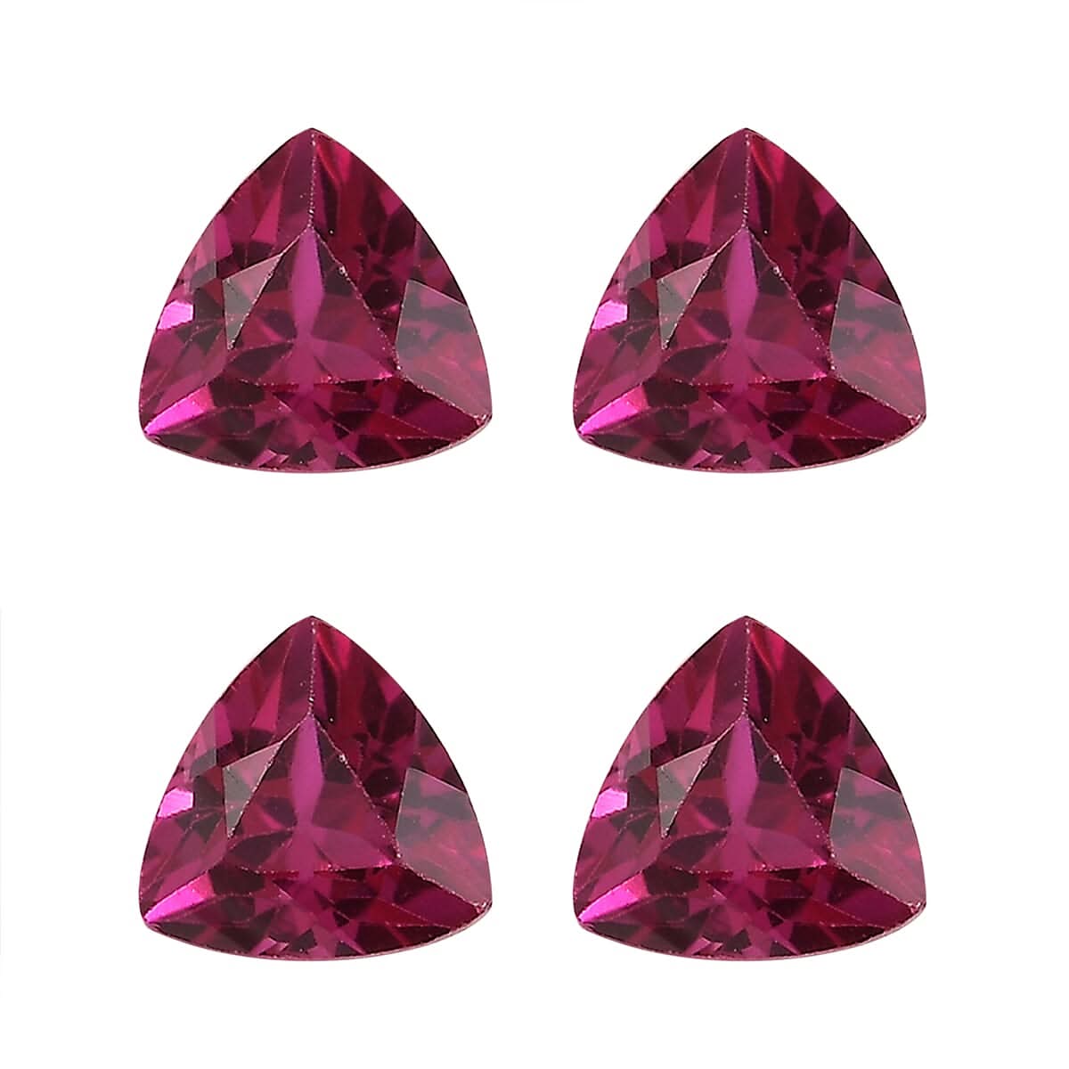 Set of 4 Lab Created Ruby (Trl 4 mm) 1.26 ctw Loose Gemstone