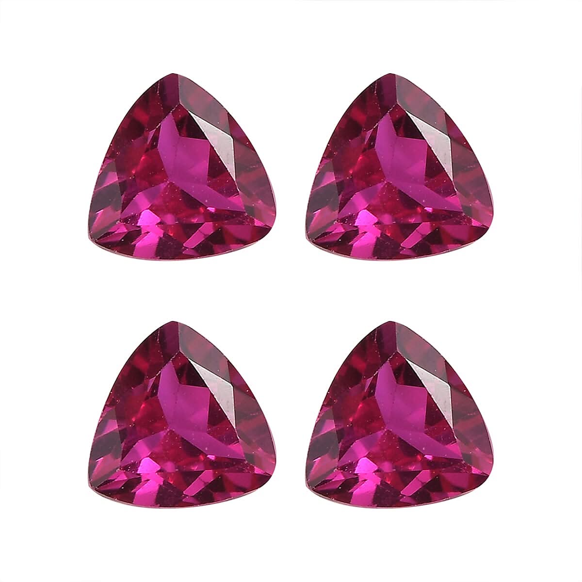 Set of 4 Lab Created Ruby (Trl 5 mm) 2.21 ctw Loose Gemstone