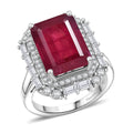 D'Joy Premium Niassa Ruby (FF) and Moissanite 12.75 ctw Ring in Rhodium Over Sterling Silver (Size 10.0) - Sticky add to cart bar