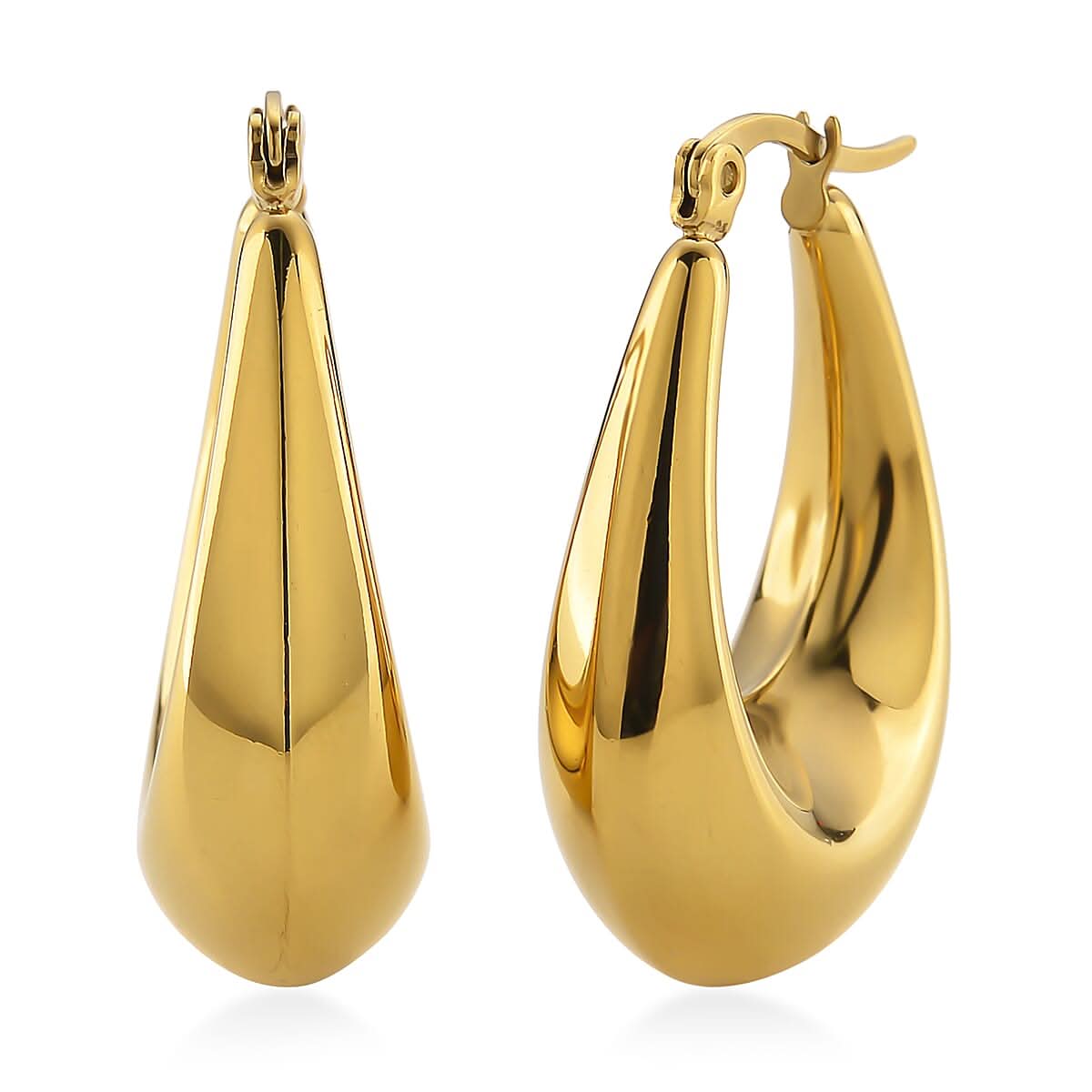 Oval Hoop Earrings in ION Plated YG Stainless Steel