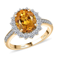 Certified & Appraised AAA Brazilian Heliodor and Luxuriant Lab Grown Diamond G-H SI 3.00 ctw Ring in 10K Yellow Gold (Size 10.0)