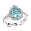 Certified & Appraised AAA Espirito Aquamarine and Luxuriant Lab Grown Diamond G-H SI 2.60 ctw Ring in 10K White Gold (Size 10.0) - Sticky add to cart bar