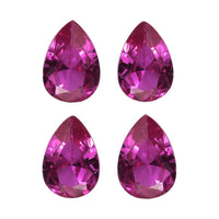 Set of 4 Lab Created Ruby (Pear 7x5 mm) 3.22 ctw Loose Gemstone