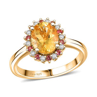 D'Joy Premium Brazilian Heliodor and Multi Gemstone 2.00 ctw Sun-Kissed Bloom Ring in 18K Vermeil Yellow Gold Over Sterling Silver (Size 10.0)