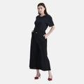 Tamsy Black Solid Capri Wide Leg Pant with Pockets - S/M - Sticky add to cart bar