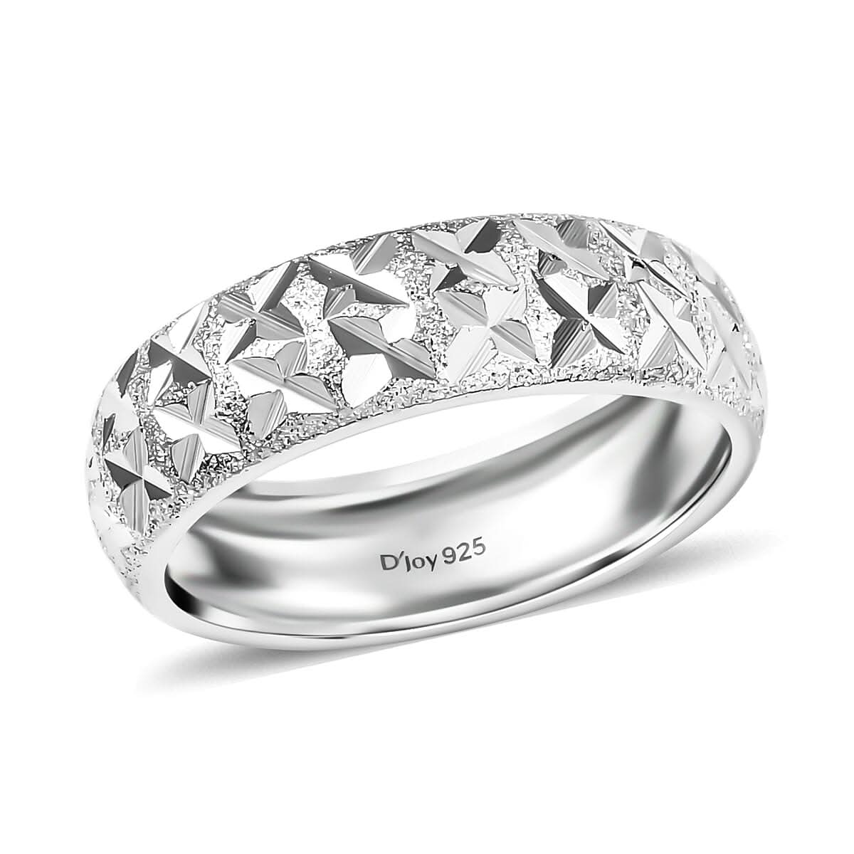D'Joy Diamond-cut Band Ring in Platinum Over Sterling Silver (Size 10.0) 3.15 Grams