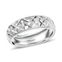 D'Joy Diamond-cut Band Ring in Platinum Over Sterling Silver (Size 10.0) 3.15 Grams
