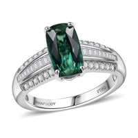 Certified & Appraised Rhapsody 950 Platinum AAAA Santa Rosa Tourmaline, Diamond (E-F, VS) (0.40 cts) Ring (Size 10.0) (6 g) 2.76 ctw