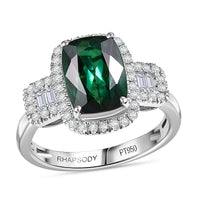 Certified & Appraised Rhapsody 950 Platinum AAAA Santa Rosa Tourmaline, Diamond (E-F, VS) (0.50 cts) Ring (Size 10.0) (6.08 g) 3.63 ctw