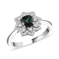 D'Joy Premium Santa Rosa Tourmaline and Moissanite 1.00 ctw Ring in Rhodium Over Sterling Silver (Size 10.0)