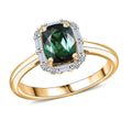 Certified & Appraised AAA Santa Rosa Tourmaline and Luxuriant Lab Grown Diamond G-H SI 1.74 ctw Ring in 10K Yellow Gold - Sticky add to cart bar