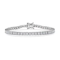 Luxuriant Lab Grown Diamond G-H SI 4.25 ctw Radiance Tennis Bracelet in Rhodium Over Sterling Silver (7.25 In)