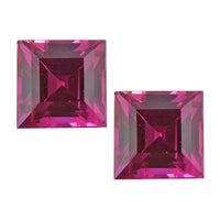 Set of 2 Lab Created Ruby (Sqr 6 mm) 2.72 ctw Loose Gemstone