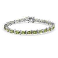 GP Peridot and Multi Gemstone 13.10 ctw Bracelet in Rhodium Over Sterling Silver (7.25 In)