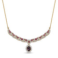 D’Joy Royal Lavender Spinel and Multi Gemstone 3.25 ctw Cascading Crown Necklace in 18K Vermeil Yellow Gold Over Sterling Silver 18 Inches - Sticky add to cart bar