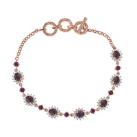 D'Joy Royal Lavender Spinel and Multi Gemstone 5.10 ctw Toggle Grace Bracelet in 18K Vermeil Rose Gold Over Sterling Silver (6.50-8.0In)