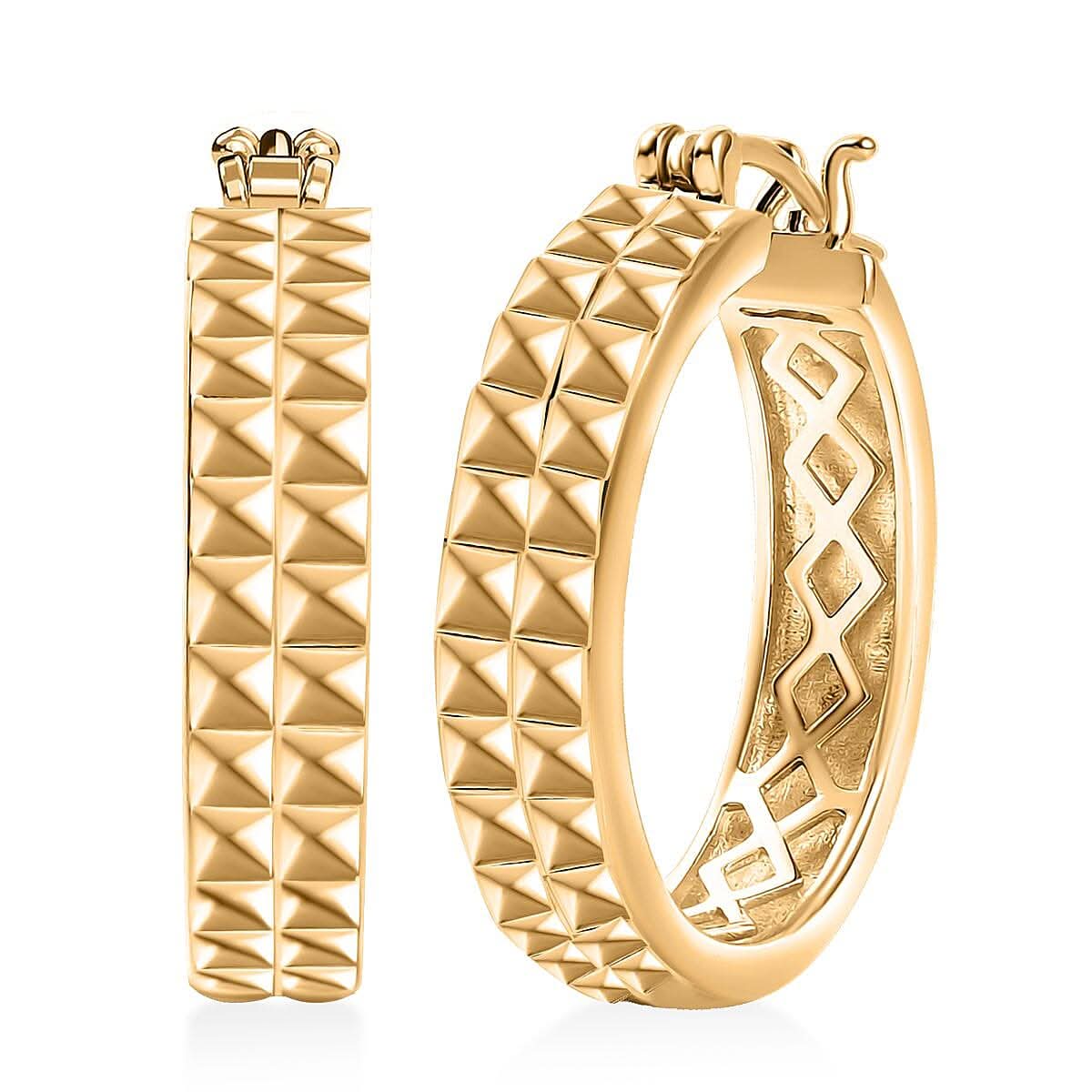 EverTrue Bronzella Collection Pyramid Pulse Hoop Earrings in 18K YG Plated Bronze