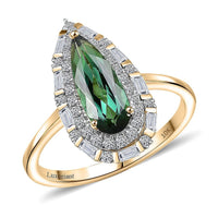 Certified & Appraised 10K Yellow Gold AAA Santa Rosa Tourmaline, Luxuriant Lab Grown Diamond (G-H, SI) (0.49 cts) Ring (Size 10.0) 1.51 ctw