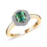 Certified & Appraised 10K Yellow Gold AAA Santa Rosa Tourmaline, Luxuriant Lab Grown Diamond (G-H, SI) (0.17 cts) Ring (Size 10.0) 1.00 ctw