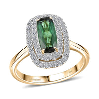 Certified & Appraised AAAA Santa Rosa Tourmaline and Luxuriant Lab Grown Diamond G-H SI 1.58 ctw Ring in 10K Yellow Gold