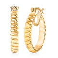 EverTrue Bronzella Collection Wave Link Hoop Earrings in 18K YG Plated Bronze - Sticky add to cart bar