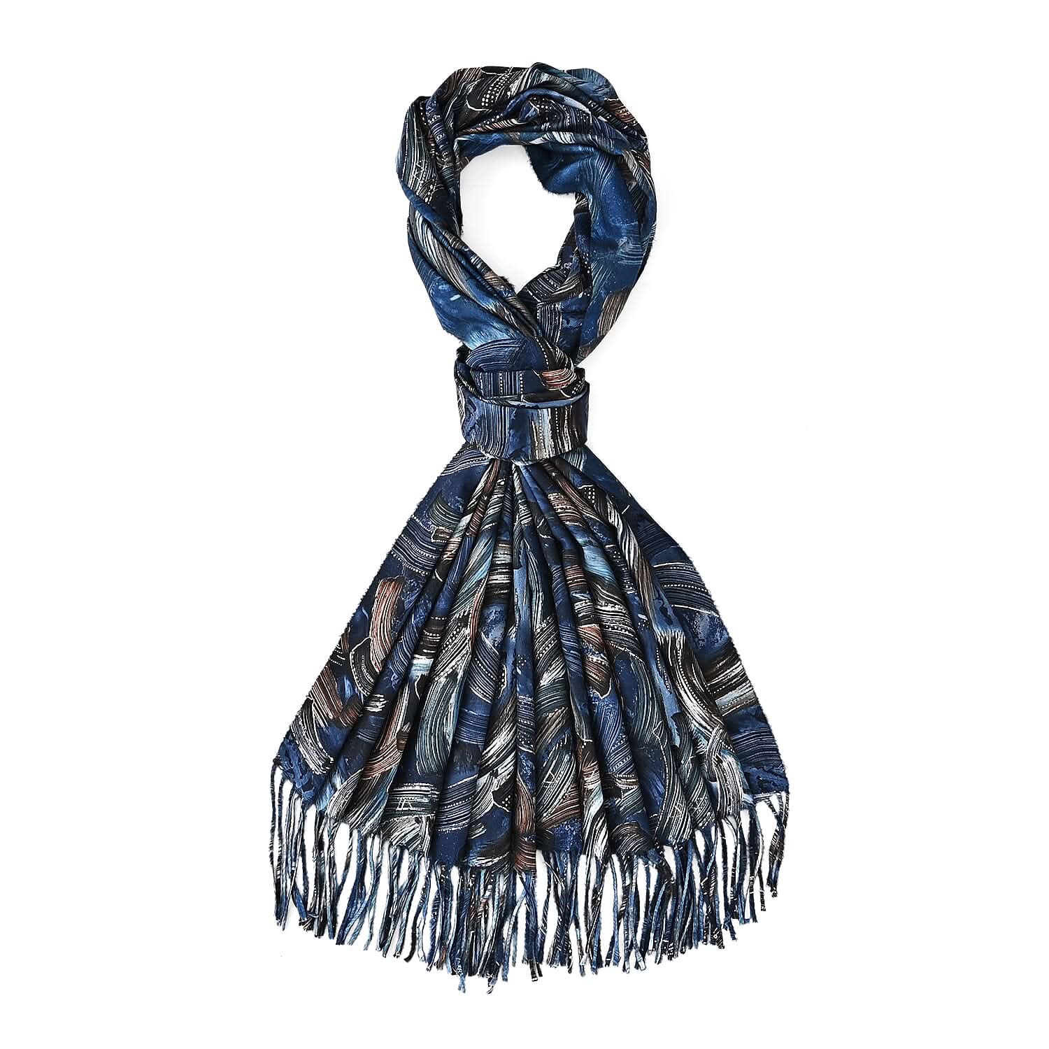 Tamsy Blue Digital Gilded Auspicious Cloud Scarf