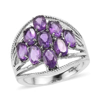 EverTrue African Amethyst Ring in Stainless Steel (Size 10.0) 5.00 ctw