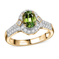 Certified & Appraised Luxoro AAA Sapo Green Tourmaline and I2 Diamond 1.77 ctw Ring in 10K Yellow Gold (Size 10.0) - Sticky add to cart bar