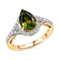 Certified & Appraised Luxoro AAA Sapo Green Tourmaline and I2 Diamond 1.90 ctw Ring in 10K Yellow Gold (Size 10.0) - Sticky add to cart bar