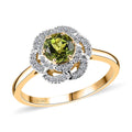 Certified & Appraised Luxoro AAA Sapo Tourmaline and I2 Diamond 1.46 ctw Ring in 10K Yellow Gold (Size 10.0) - Sticky add to cart bar